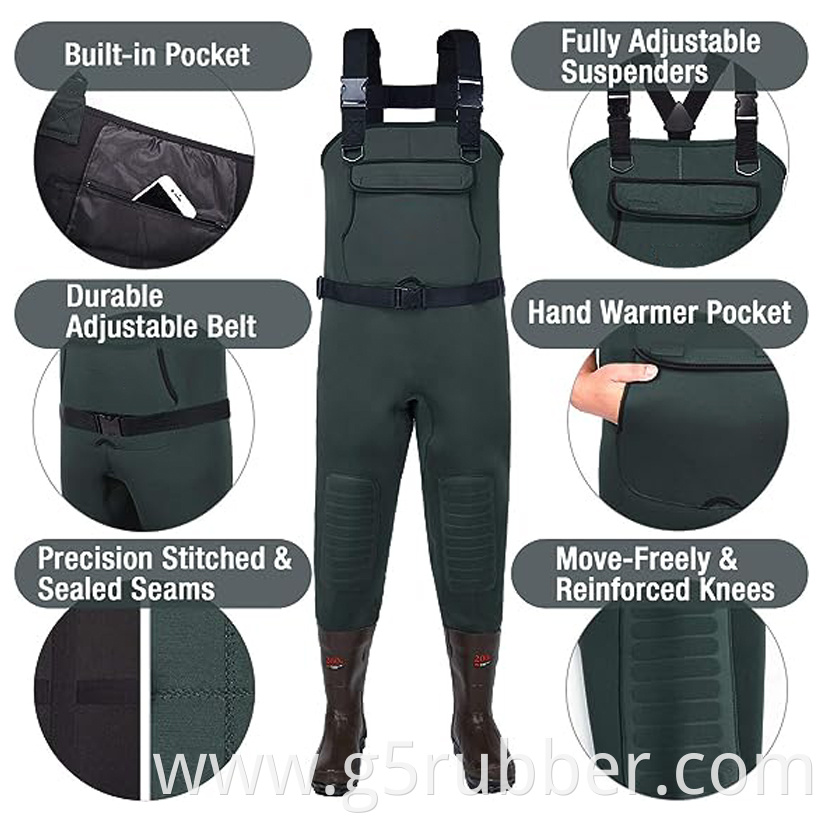 Neoprene Fishing Chest Waders 200g Insulation Boots